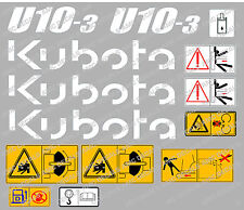KUBOTA U10-3 MINI DIGGER COMPLETE DECAL SET WITH SAFETY WARNING SIGNS