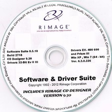 RIMAGE EVEREST & PRISM SOFTWARE AND DRIVER SUITE AND RIMAGE CD LABELER