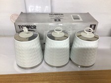 Tower T826207WHT Set of 3 Canisters, Stainless Steel