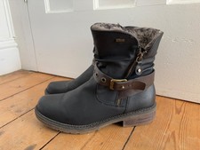 Wide Fit Relife Pavers Black Fur Lined Water-Repellent Zip Ankle Boots UK 6 G