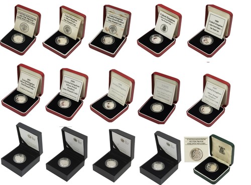 Silver proof piedfort - £1, one