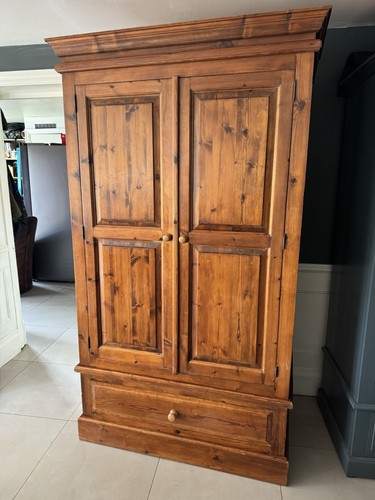 Solid pine double wardrobe - pine,