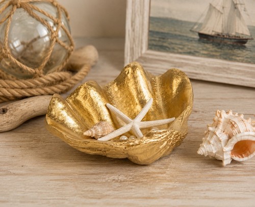 Gold resin seashell - gold, bowl