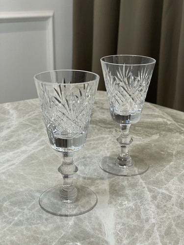 Pair cut glass crystal - cut,