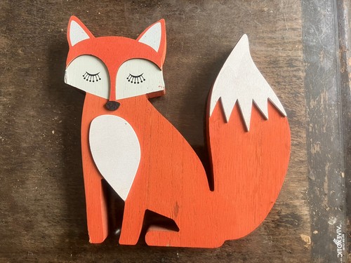 Wooden standing orange fox - orange,