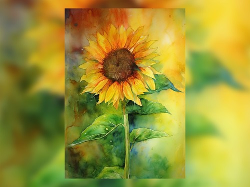 Sunflower bloom print on - sunflower,