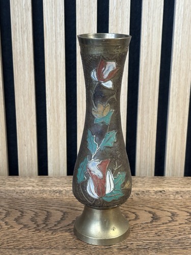 Vintage brass enamel bud - enamel,