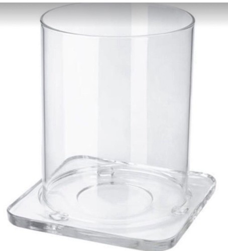 Wide glass candle holder - glass,