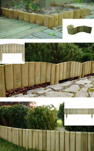 Wooden edge log garden lawn - edge,