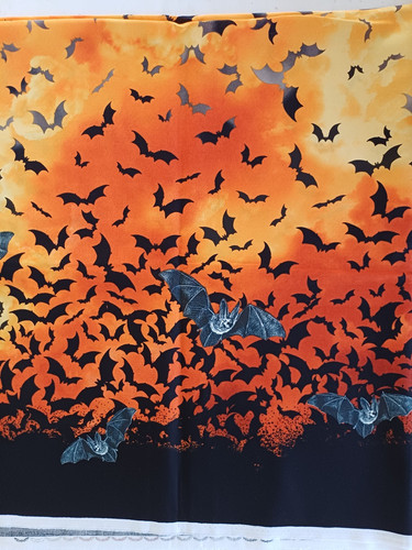 Halloween double border bat - border,