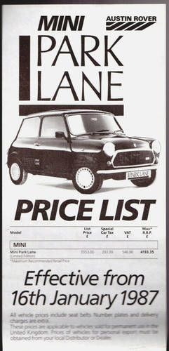 Austin mini park lane - lane, limited