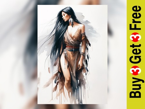 Indigenous woman art print - indigenous, 5"