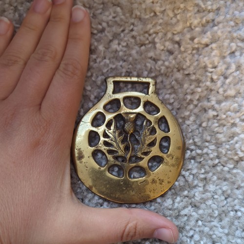Brass horse medallion antique - brass,