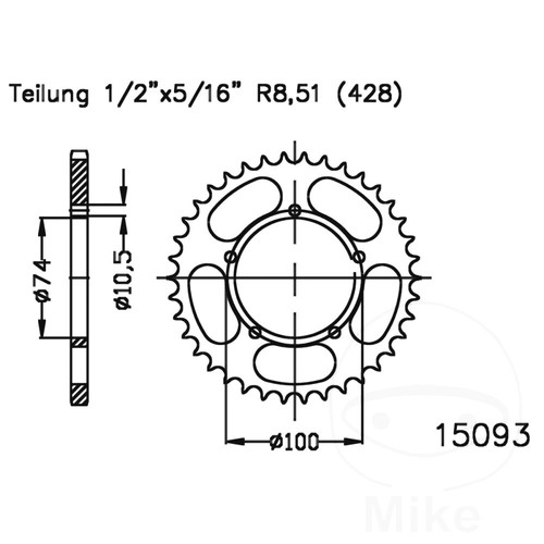 Rear sprocket 428 - 45, t