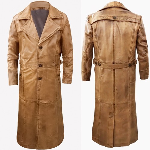 Mens leather trench - coat, for