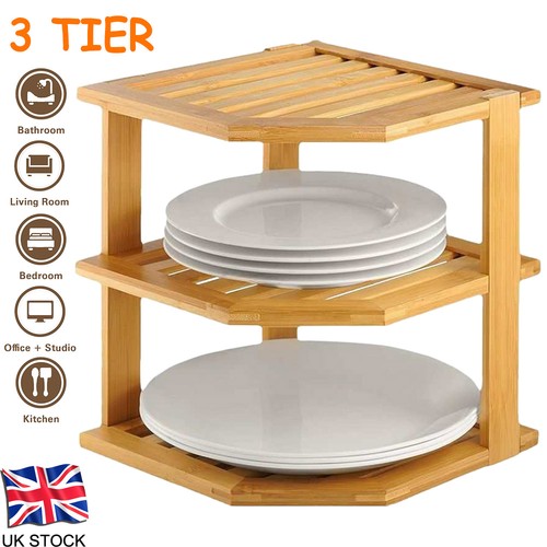 Tier bamboo corner shelf - bamboo,