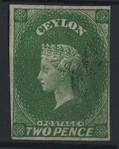 Ceylon 1857 yellowish green - 1857, 2d