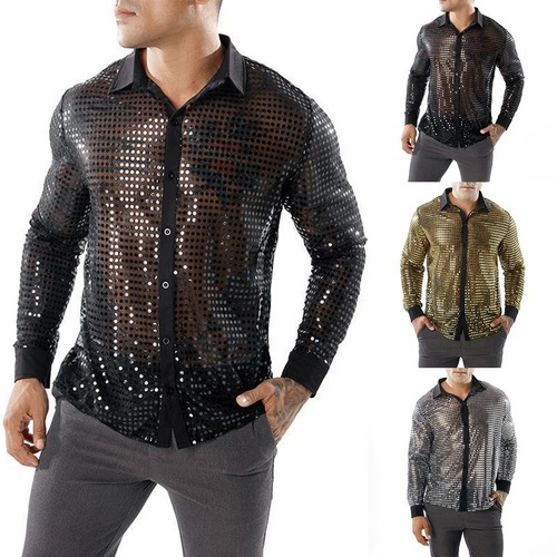 Retro 70s disco sequined shirt - 70s,