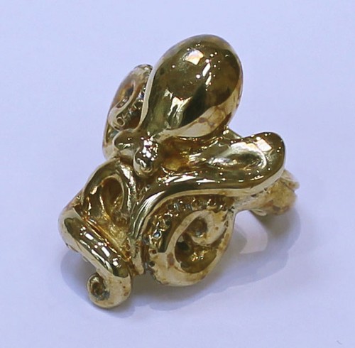 Octopus ring 9ct yellow gold - octopus,