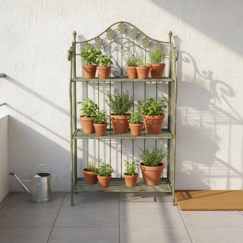 Wrought iron flower stand - iron,