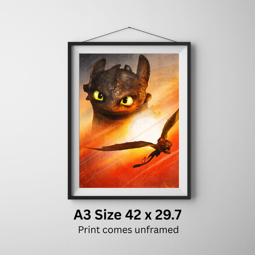 Toothless art print hand - toothless,