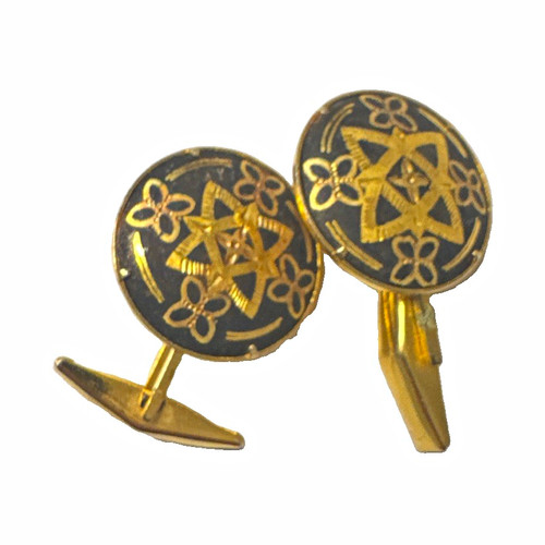 Vintage black enamel - gold, tone