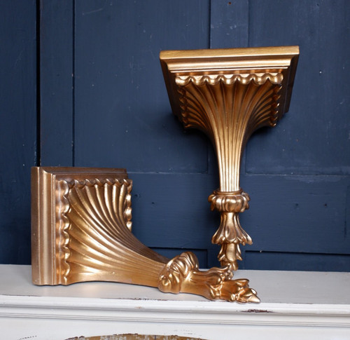 Vintage gold pair corbels - vintage,