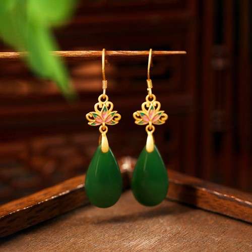 Green natural jade water drop - natural,