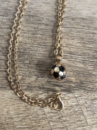 Gold solid football necklace - solid,