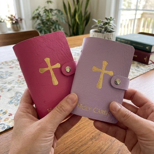 Leather holy card booklet - pu,