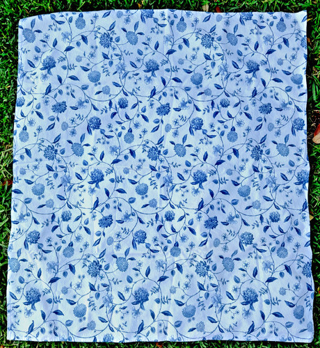 Toile tablecloth blue white - tablecloth,