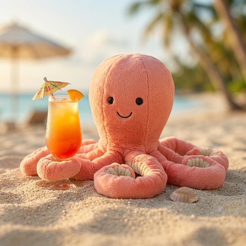 Pink octopus soft - pink, plush
