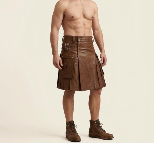 Men brown leather gladiator - brown,