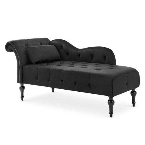 Black velvet chaise lounge - black,