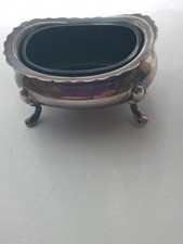 Silver Plated Salt Cellar With Blue Glass Liner