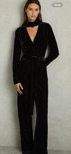 REISS VERA BLACK VELVET JUMPSUIT Size 8 BNWT ( Fits 8/10 ! )