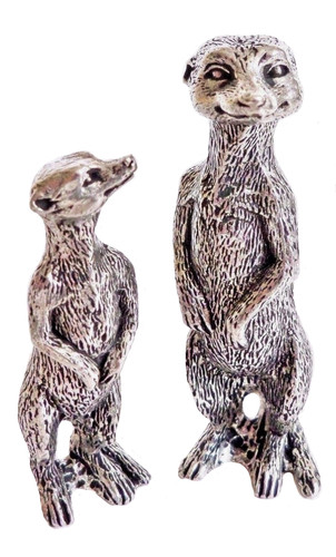 Meerkat mother pup pewter - &,