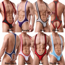 Mens Underwear Wrestling Suit Bodysuits Thongs Jockstraps Gay Backless Jumpsuit 