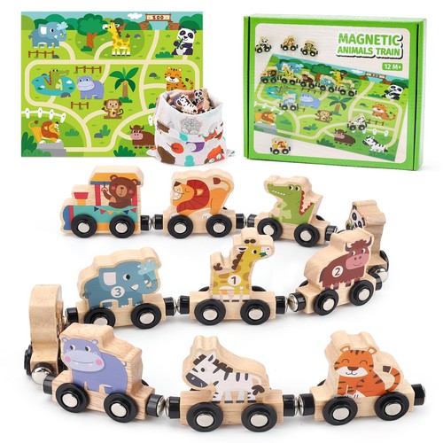 Magnetic wooden train set - magnetic, with