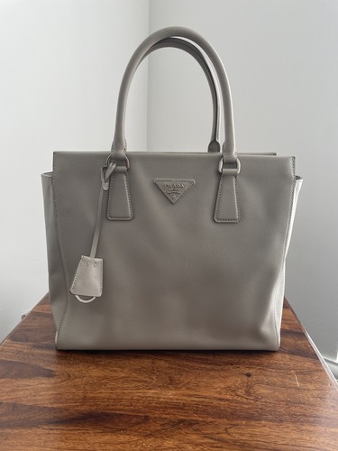 Prada grey saffiano leather - prada,