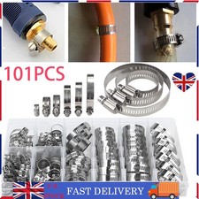 101 Pcs Assorted Stainless Steel Hose Clamp Kit With No Driver Jubilee Clips Set