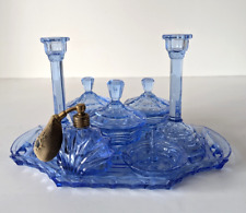 Blue Glass Dressing Table Set