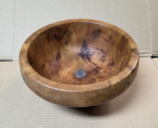 Turned Burr Elm Wood Fruit Bowl with Silver Disc Insert Handmade by Croft   AA49