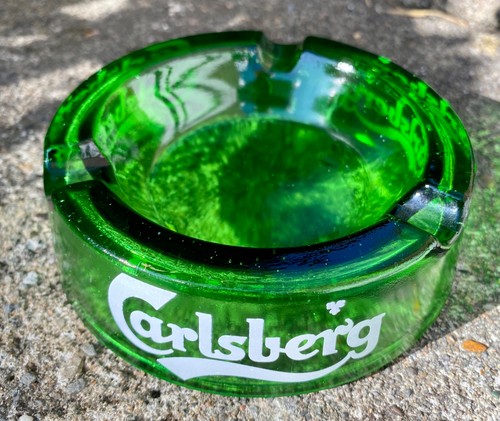 Carlsberg green glass ashtray - carlsberg,
