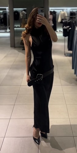 Zara black satin dress - satin,