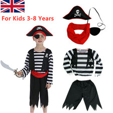 Kids Pirate Costume Boy Dress Up Set Outfit for Halloween Birthday Fancy Party