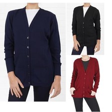 Womens Cardigan Navy Wool Mix Long Length Buttons Pockets Knitwear Plain Size 10