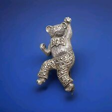 Sterling Silver Brooch Marcasite Decorated Teddy Bear Brooch Pin