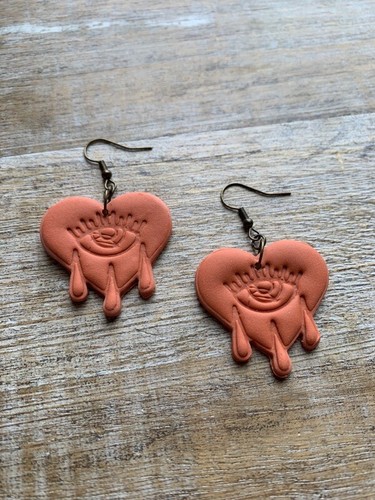 Handmade crying heart earrings - handmade,