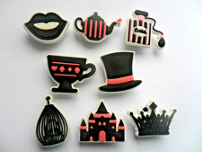 Set of Eight  Alice in Wonderland Inspired Croc  Shoe  / Bracelet Charms  Set b